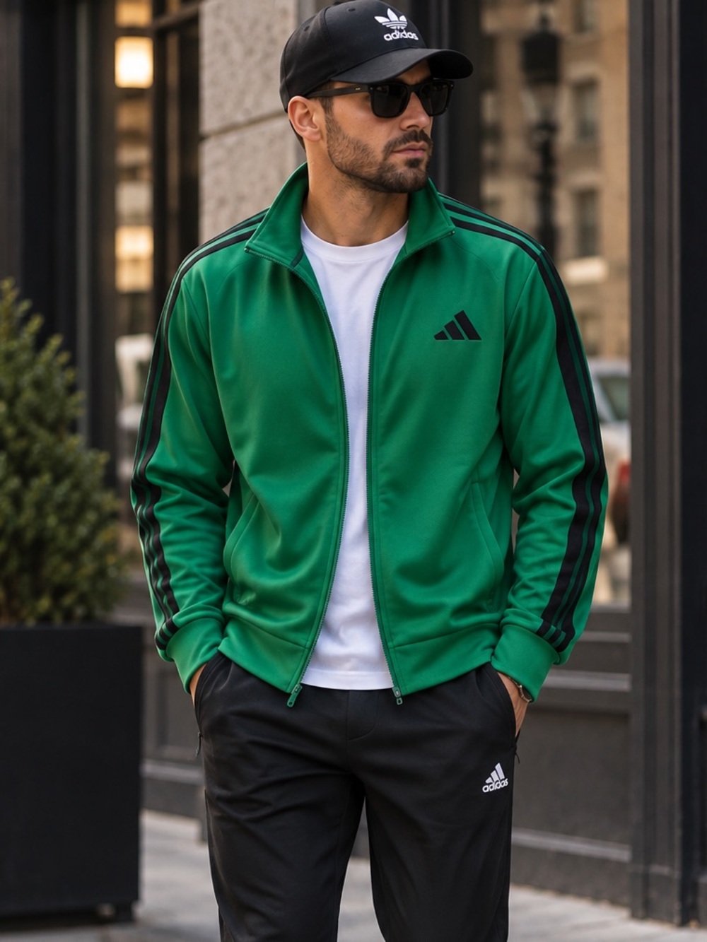 Adidas Men’s Track Jacket XL Emerald Green 3-Stripes NWT